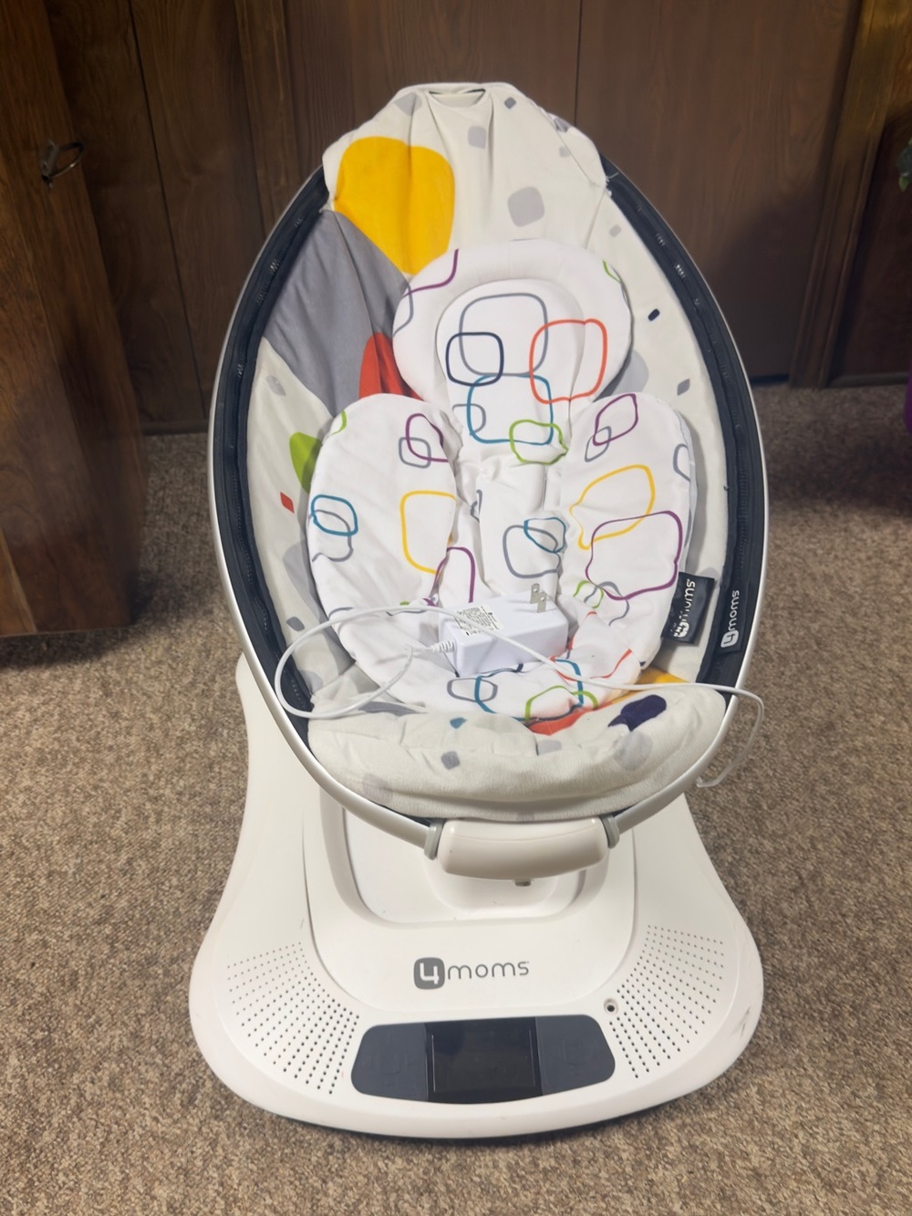 Multi-Color Infant Swing with Geometric Print Seat